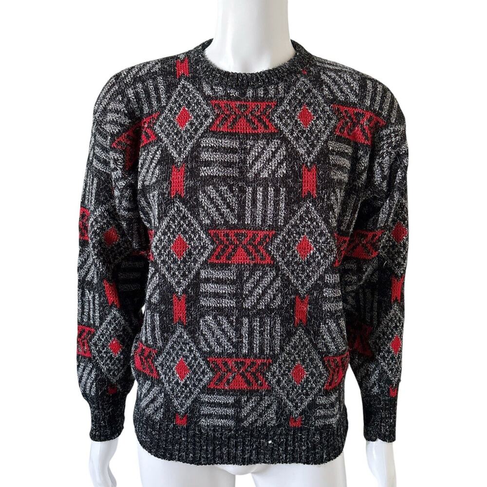 SCANDIA Mens Size XL Fits Large Vintage Long Sleeve Tribal Pullover Sweater